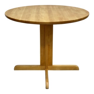 Mid Century Modern Oak Butcher Block Style Round Dining Table, C. 1960's For Sale