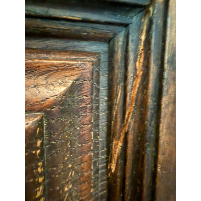 1950s Brutalist MCM Spanish Wood Armoire Wardrobe For Sale - Image 9 of 12