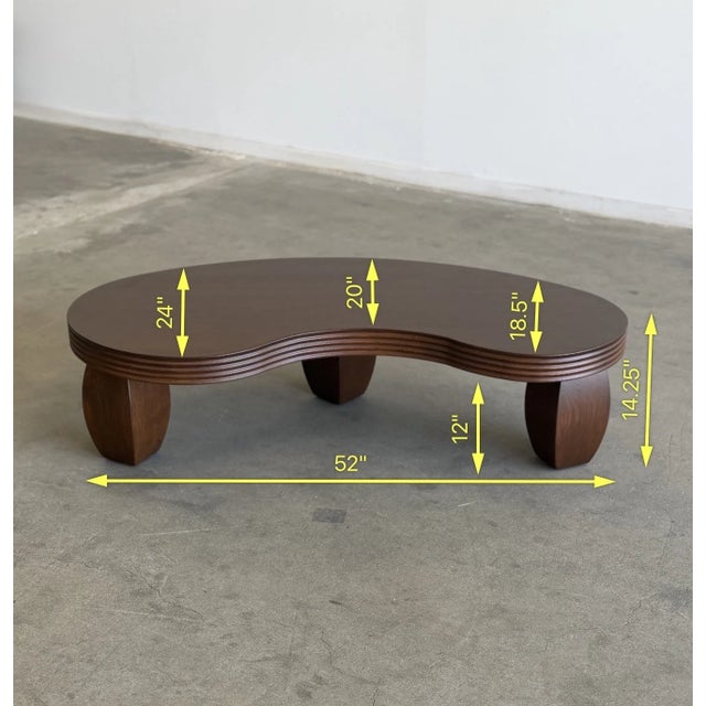Ribbed Kidney Coffee Table in Walnut For Sale - Image 10 of 12