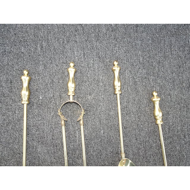 Metal Fp 12 Vintage French Country Gold Fireplace Tools W Four Tools For Sale - Image 7 of 12
