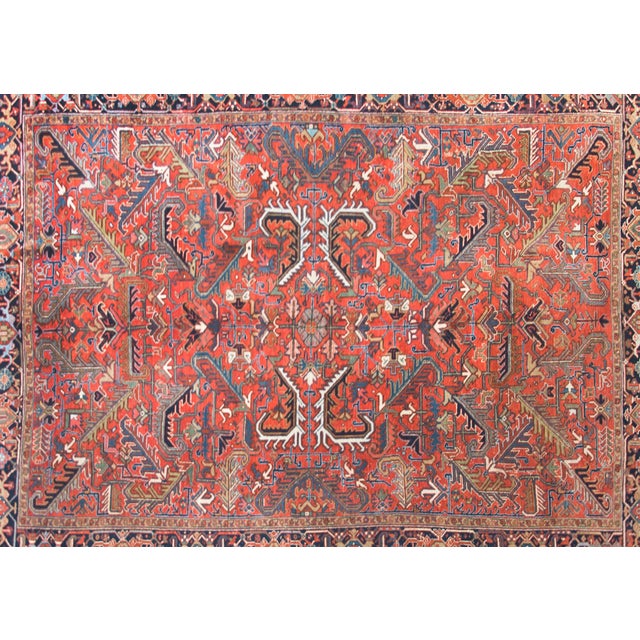 Red Early 20th Century Persian Heriz Rug For Sale - Image 8 of 15