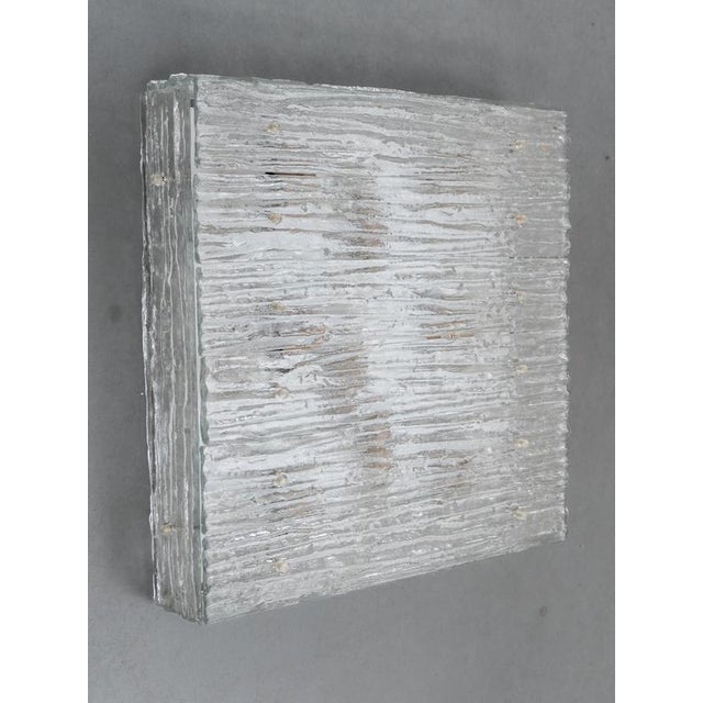 Kalmar Large Square Iced Textured Glass Flush Mount from Kalmar, 1960s For Sale - Image 4 of 15