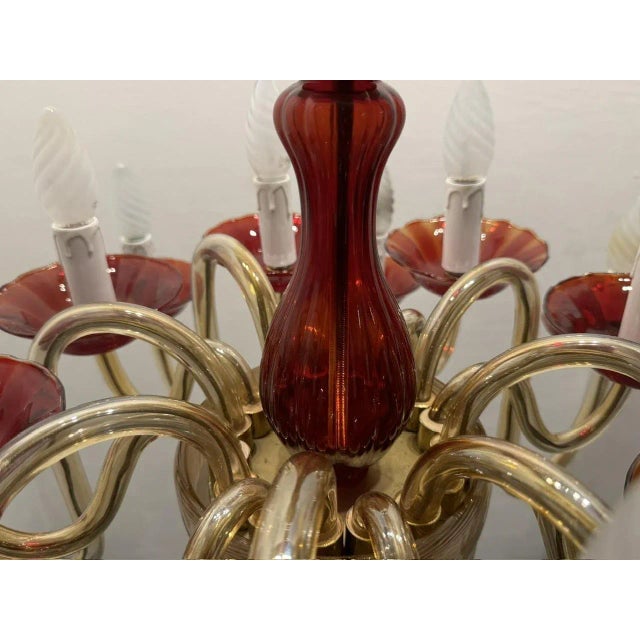 Large Venetian Chandelier in Ruby Red Murano Glass, 1980s For Sale - Image 6 of 9
