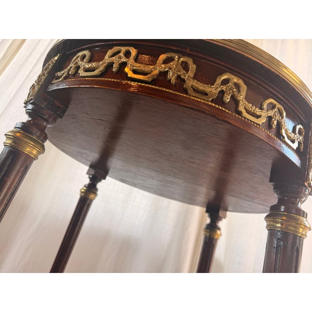 Vintage Neoclassical French Louis XVI Style Two-Tier Round Side Table With Ormolu Mounts For Sale - Image 9 of 18