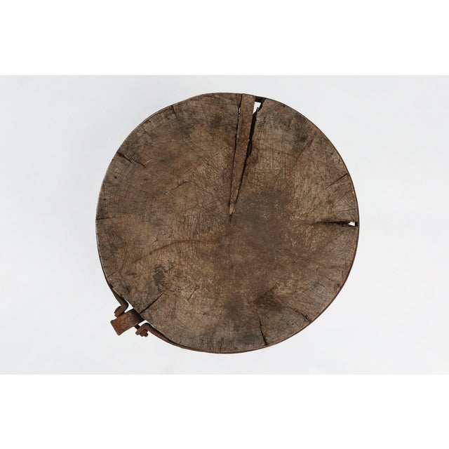 Large Rustic French Chopping Block Table, France, 1920s For Sale - Image 4 of 12