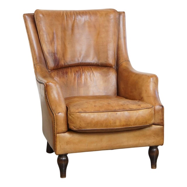 Vintage Armchair in Sheep Leather For Sale