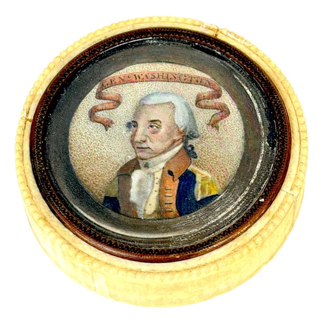 19th Century French George Washington Memorial Bone Snuff Box France for America For Sale