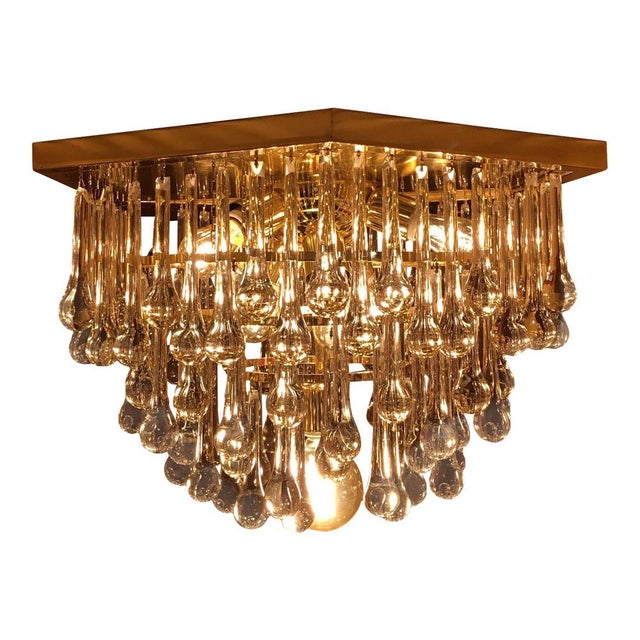 Italian Brass and Murano Glass Ceiling Lamp by Paolo Venini for Venini, 1979 For Sale - Image 6 of 6