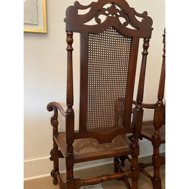 Brown Reduced Pair Carved Oak Throne Chair Antique Hall Chairs For Sale - Image 8 of 12