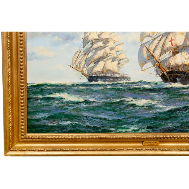Fine Maritime Seascape Painting of American Clipper Ships by Henry Scott For Sale - Image 18 of 18