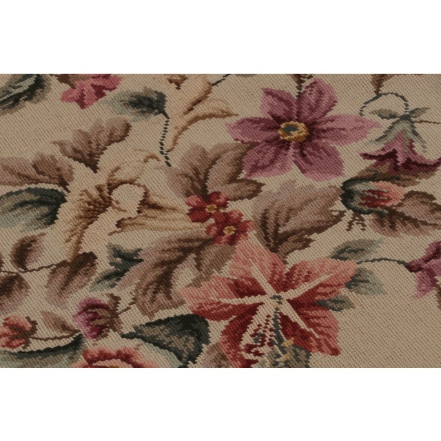 2010s Rug & Kilim’s European Style Needlepoint Rug in Beige With Floral Patterns For Sale - Image 5 of 8
