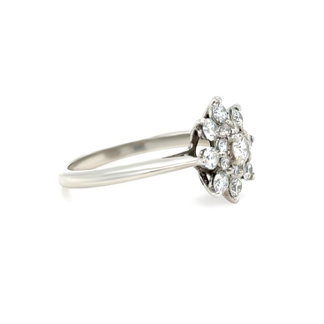 Contemporary Tiffany & Co. Platinum Diamond Flower Ring 0.60ct 4.54g, Size 5.25 For Sale - Image 3 of 8