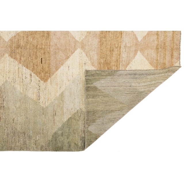 Modern Moroccan Wool Rug With Tribal Diamond Motif in Earthy Tones For Sale - Image 4 of 11