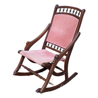Antique Victorian Eastlake Campaign Folding Rocking Chair Rocker c.1880's For Sale