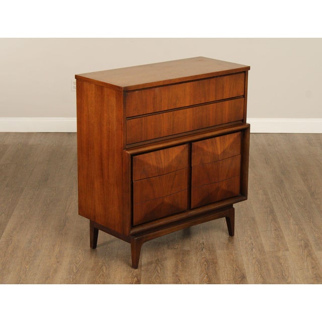 High Quality American Made Mid Century Modern Walnut High Chest By United Furniture Featuring A Clean Rectilinear Case...