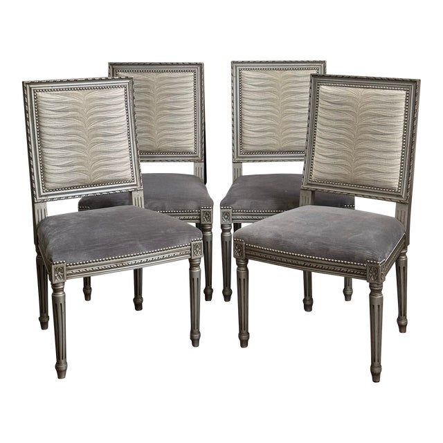 Bespoke Massoud Louis XVI Style Modern Side Chairs - Set of Four For Sale