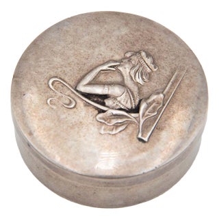 Circular Silver Pill Box For Sale