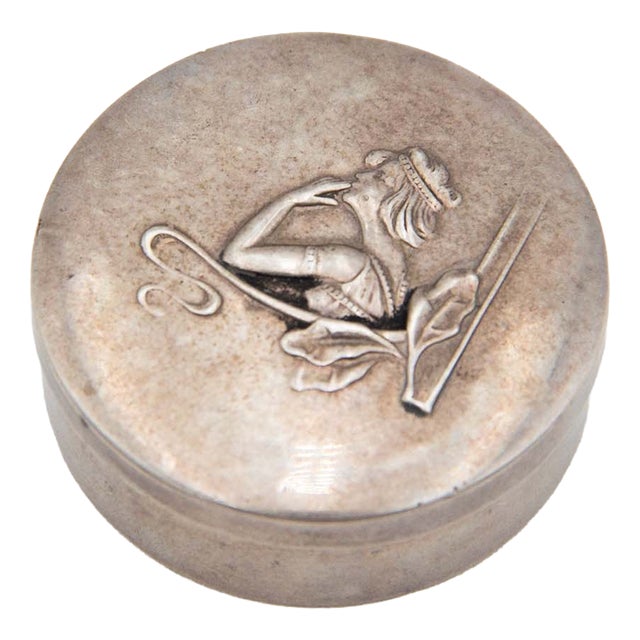 Circular Silver Pill Box For Sale