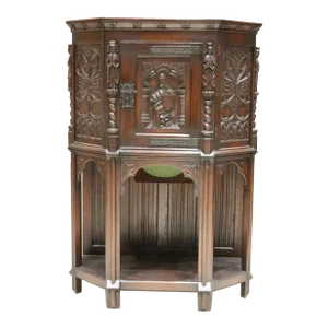 French Oak Gothic Revival Cabinet, Cupboard