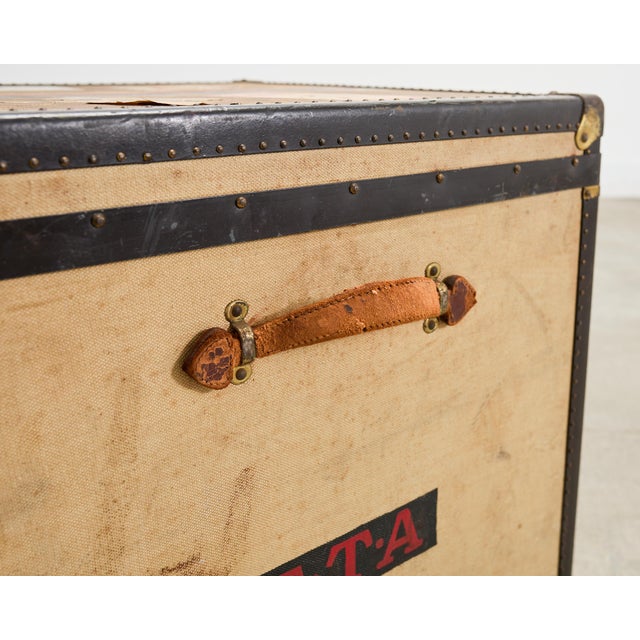 Louis Vuitton Style Steamer Hat Trunk by Crouch & Fitzgerald For Sale - Image 12 of 18