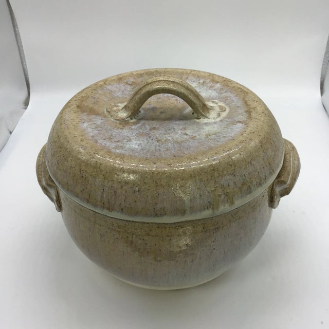 Vintage 1974 signed pottery jar with lid Signed on bottom Amazing one of a kind pot Baking or stovetop Stew Pot Rice Dish...