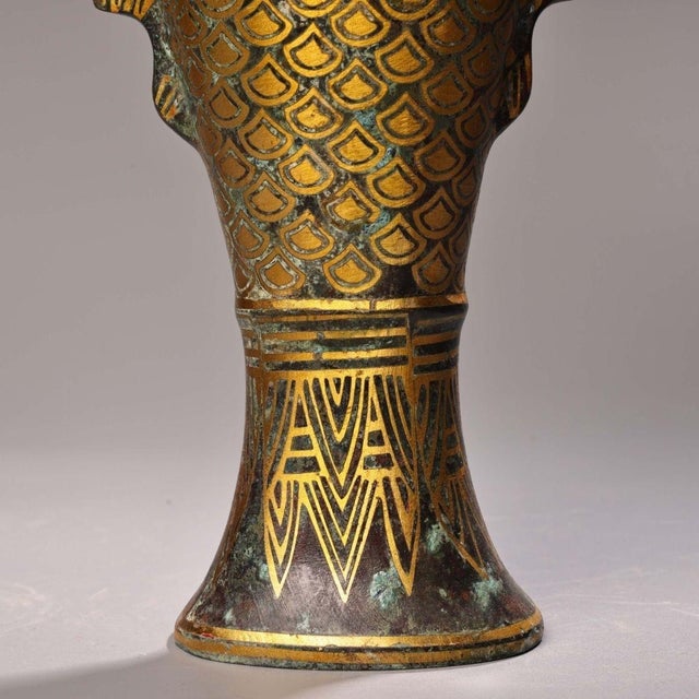 Pair of Vintage Bronze Fish Vases With Gold Inlay - 3.3 LBS Each For Sale In Los Angeles - Image 6 of 9