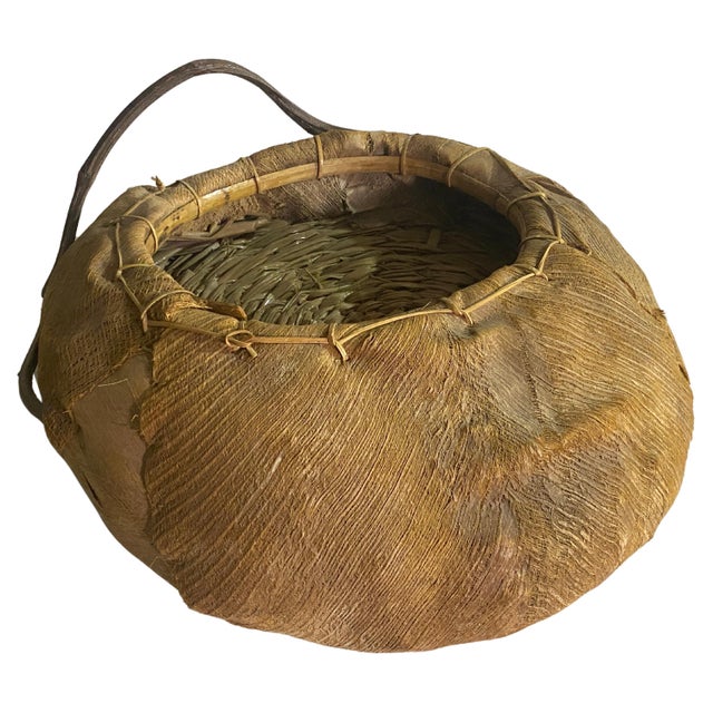 Large Italian Rattan and Wood Basket Bowl Centerpiece, 1970s For Sale - Image 16 of 16