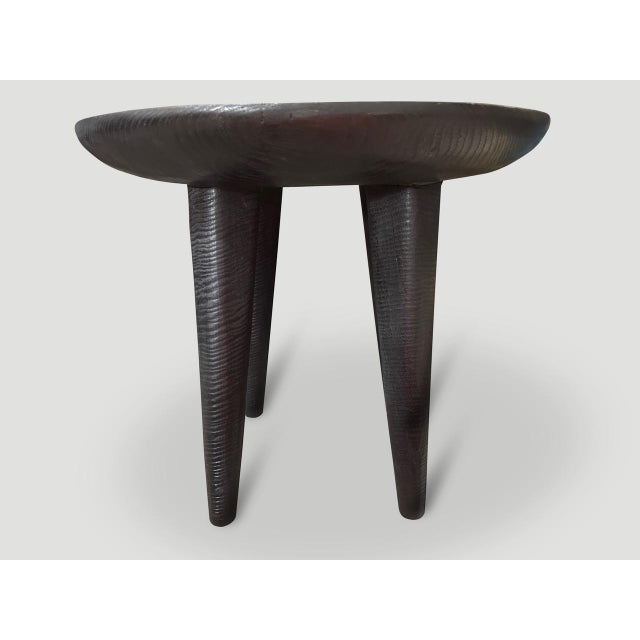 Andrianna Shamaris Minimalist Charred Round Side Table For Sale - Image 4 of 18
