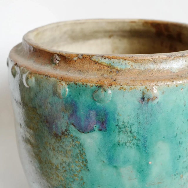 Ceramic Vintage Green / Turquoise Ceramic Pot For Sale - Image 7 of 7