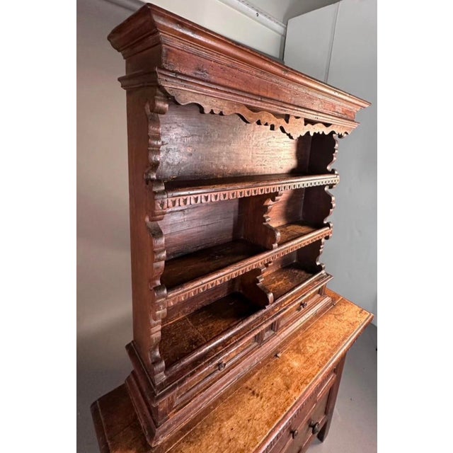 Wood 18th Century Rustic Italian 2pc Walnut Cabinet For Sale - Image 7 of 10