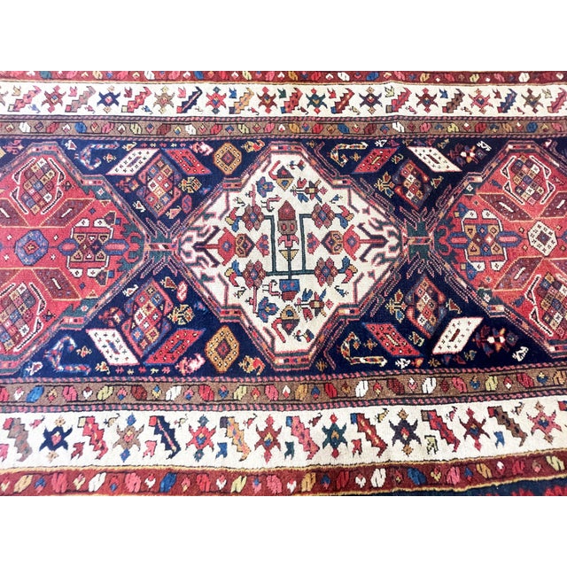 Textile Antique Caucasian Rug, 3'6" × 12'3" For Sale - Image 7 of 9