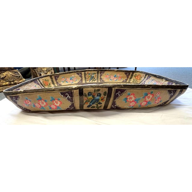 Large Antique Papier-Mâché Decorative Platter With Hand Painted and Applied Decorations For Sale - Image 14 of 17