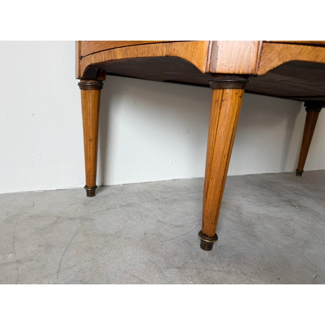 19th-Century French Louis XVI Style Marquetry Inlaid Demi-Lune Cabinet With Breccia Marble Top For Sale - Image 14 of 18
