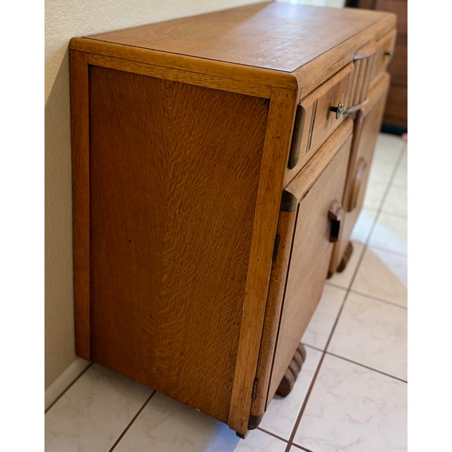 Art Deco Rare 1930s Art Deco Jentique-Attributed Oak Sideboard / Buffet For Sale - Image 3 of 9
