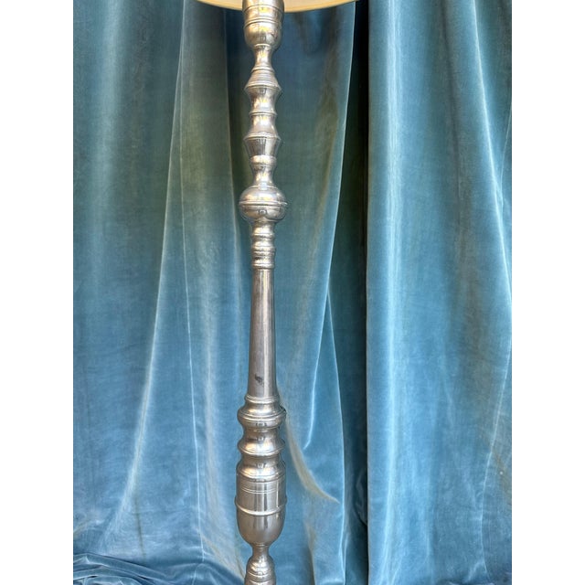 1940s French Nickel-Plated Floor Lamps With Hexagonal Shaped Bases - a Pair For Sale In New York - Image 6 of 18