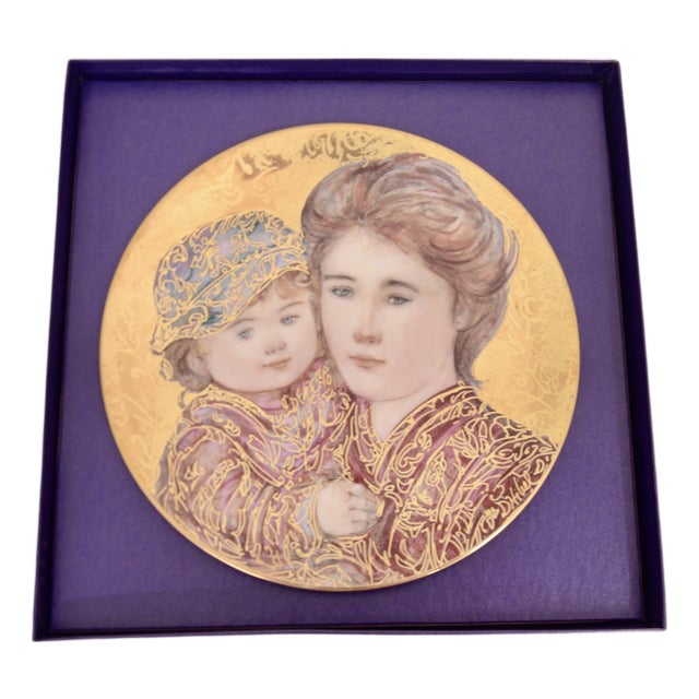 Gold Encrusted Edna Hibel Accent Plate For Sale