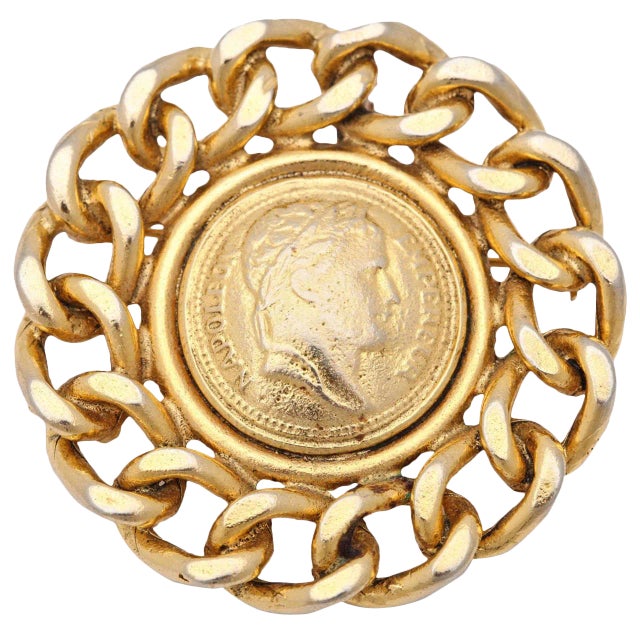 1980s Large Coin Brooch or Pendant by Graziano For Sale