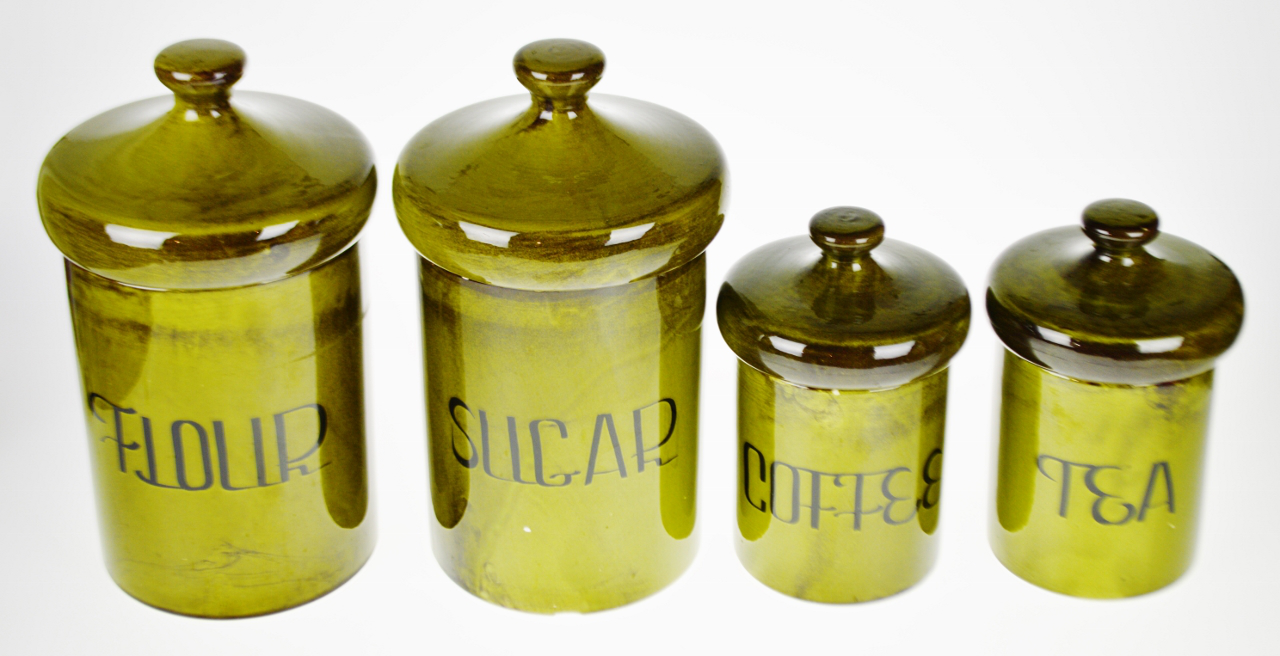 vintage canisters sugar flour coffee tea