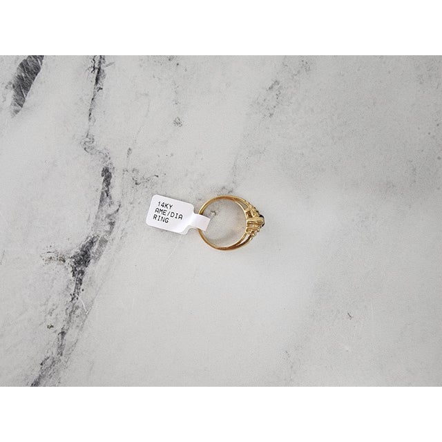 Marquise Amethyst Gold Ring 14k Yellow Gold, Size 9 For Sale - Image 4 of 6