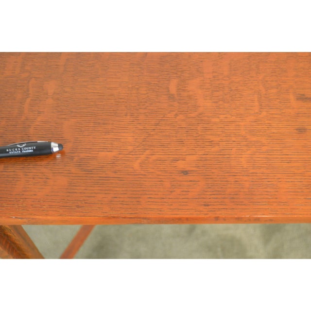 Antique Mission Oak Arts and Crafts Half Round Desk For Sale - Image 10 of 13