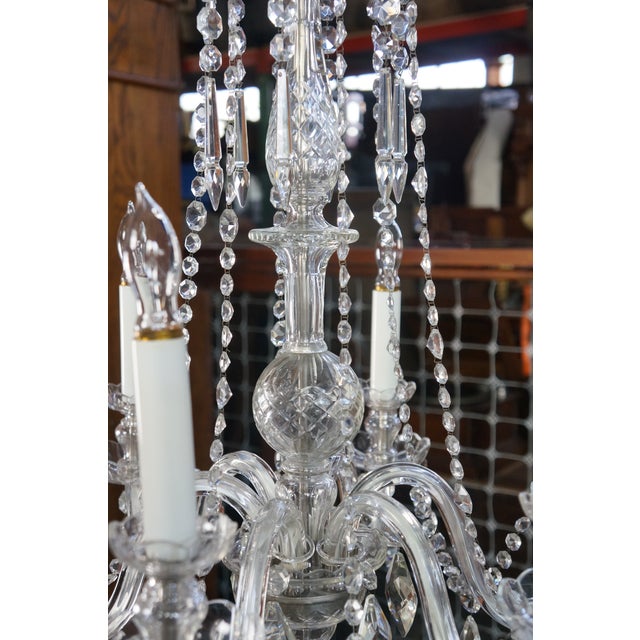 Vintage Maria Theresa European Bohemian Crystal 6 Arm Candlestick Chandelier For Sale - Image 11 of 18