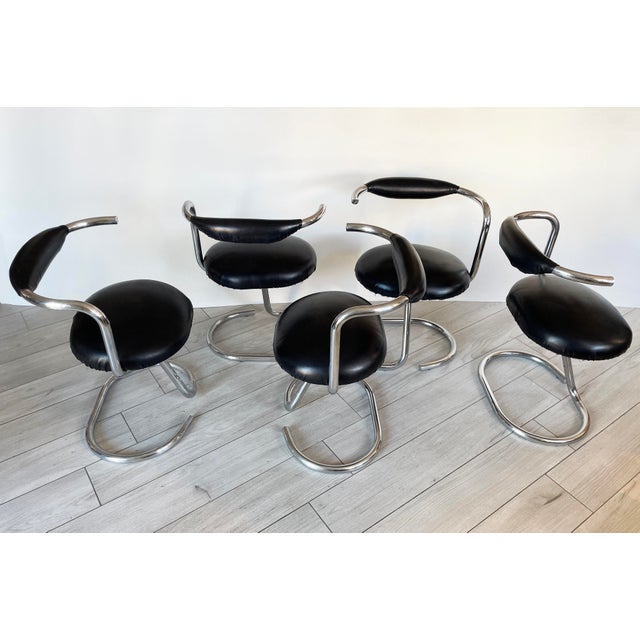 Vintage Cobra Model Chairs by Giotto Stoppino, 1970, Set of 5 For Sale - Image 3 of 18