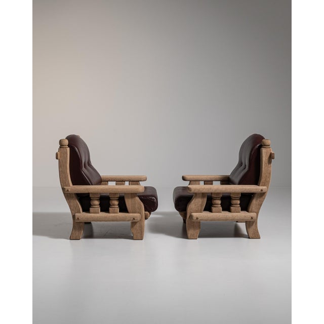 1970s Brutalist Brown Wood Pair of Club Chairs For Sale - Image 11 of 15