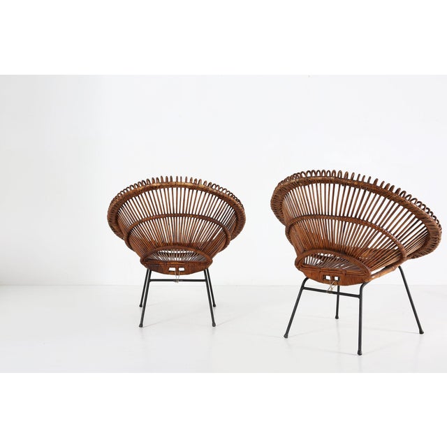 Rattan Lounge Armchairs by Janine Abraham & Dirk Jan Rol, 1960s, Set of 2 For Sale - Image 10 of 14