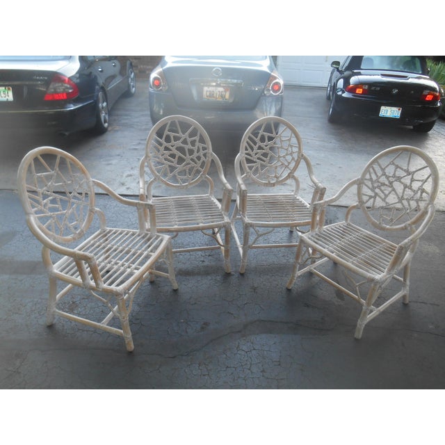 Vintage McGuire Bamboo 5 Piece Cracked Ice Dining Set For Sale - Image 10 of 13