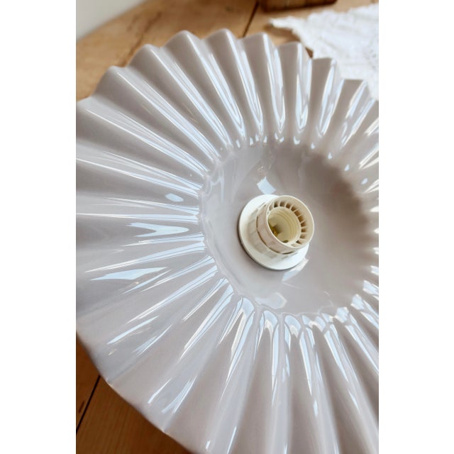 Vintage Pleated Ceramic Pendant Light in Lilac and Taupe, 1990s For Sale - Image 6 of 8