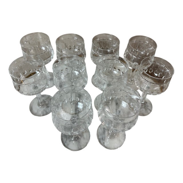 Crystal Glasses, 1930, Set of 10 For Sale