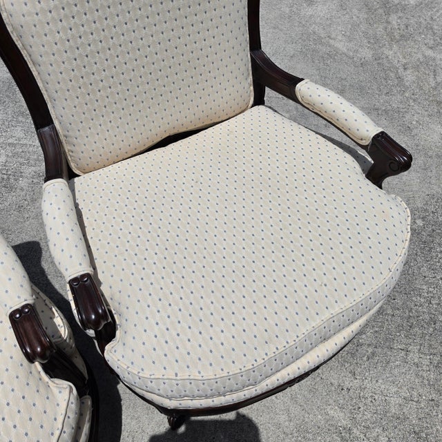 White Howard Miller French Country Fauteuil Armchairs a Pair For Sale - Image 8 of 16