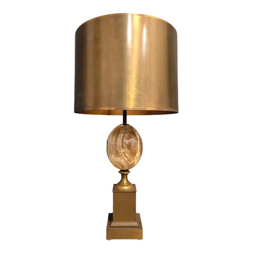 Charles Table Lamp in Brass and Onyx For Sale