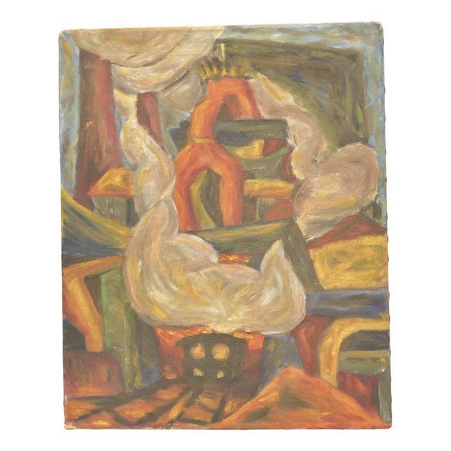 Oil Painting, 1920s, Locomotive Under Blast Furnace For Sale - Image 9 of 9